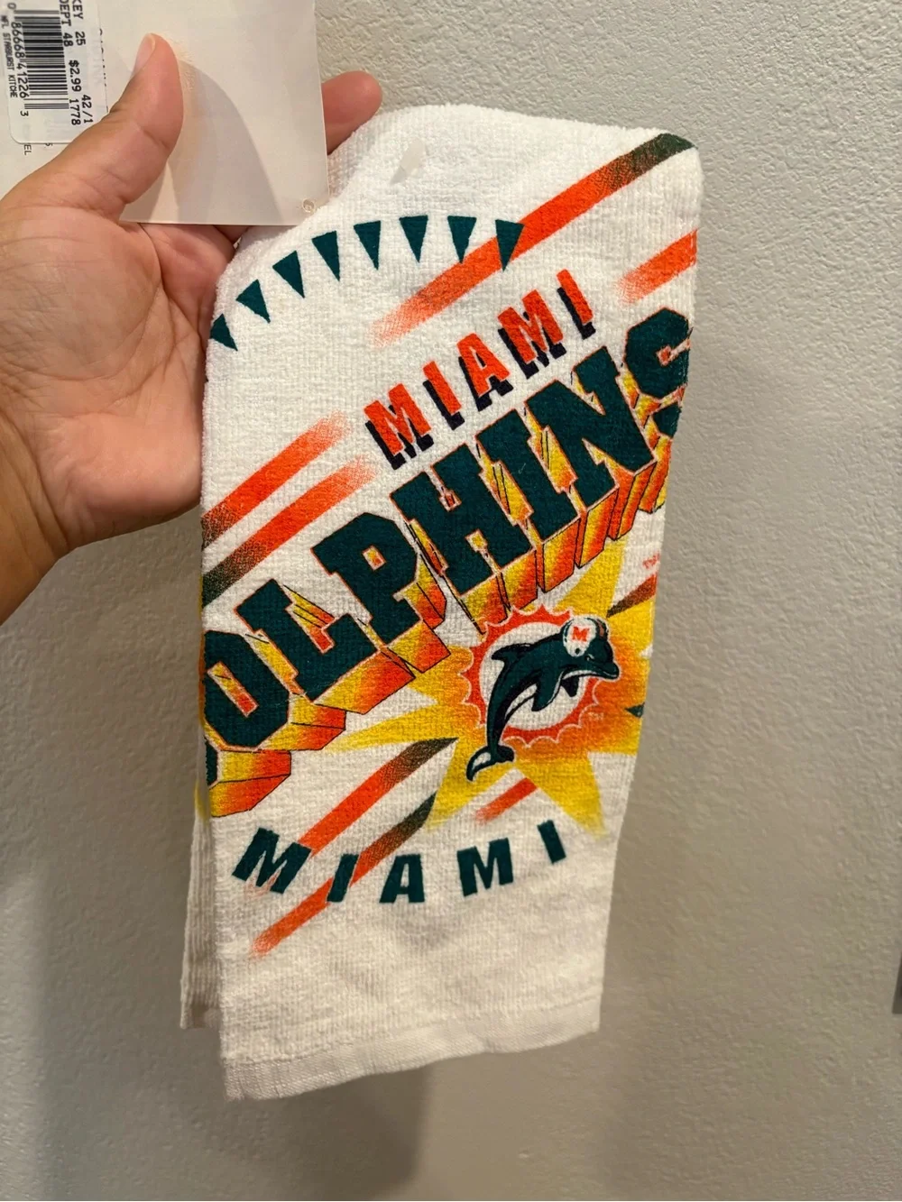 vintage Miami Dolphins NFL 1997 Kitchen Dish Towel New Old Stock